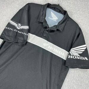 Honda Goldwing Polo Shirt Mens L Black Short Sleeve Graphic Performance racing